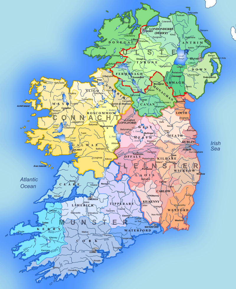 Kaart van Ierland