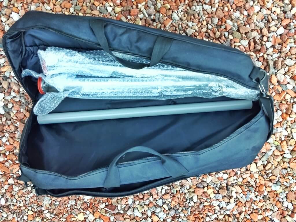 GoSun Sport tas met sledes in bubbleplastic en de schoonmaaktool